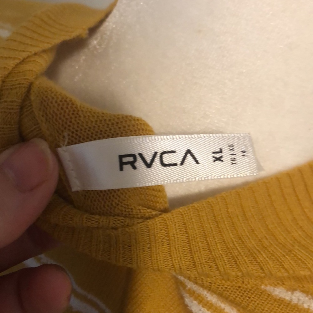 RVCA Mustard Yellow Horizontal Stripe Sweater - Picture 6 of 13